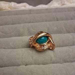 Turquoise and Gold Women's Knot Ring